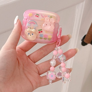 เคสหูฟัง ลายกระต่าย หมี ดอกไม้ พวงกุญแจ สําหรับ AirPods Pro 2 AirPods 1 2 3 Pro