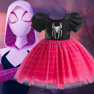 ชุดเดรสกระโปรงคอสเพลย์ เจ้าหญิง Marvel Spider-Man สําหรับเด็กผู้หญิง A019