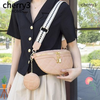 Cherry3 กระเป๋าคาดอก กระเป๋าสะพายไหล่ หนัง PU แต่งซิป อเนกประสงค์ ลายตารางหมากรุก สีพื้น สําหรับผู้หญิง