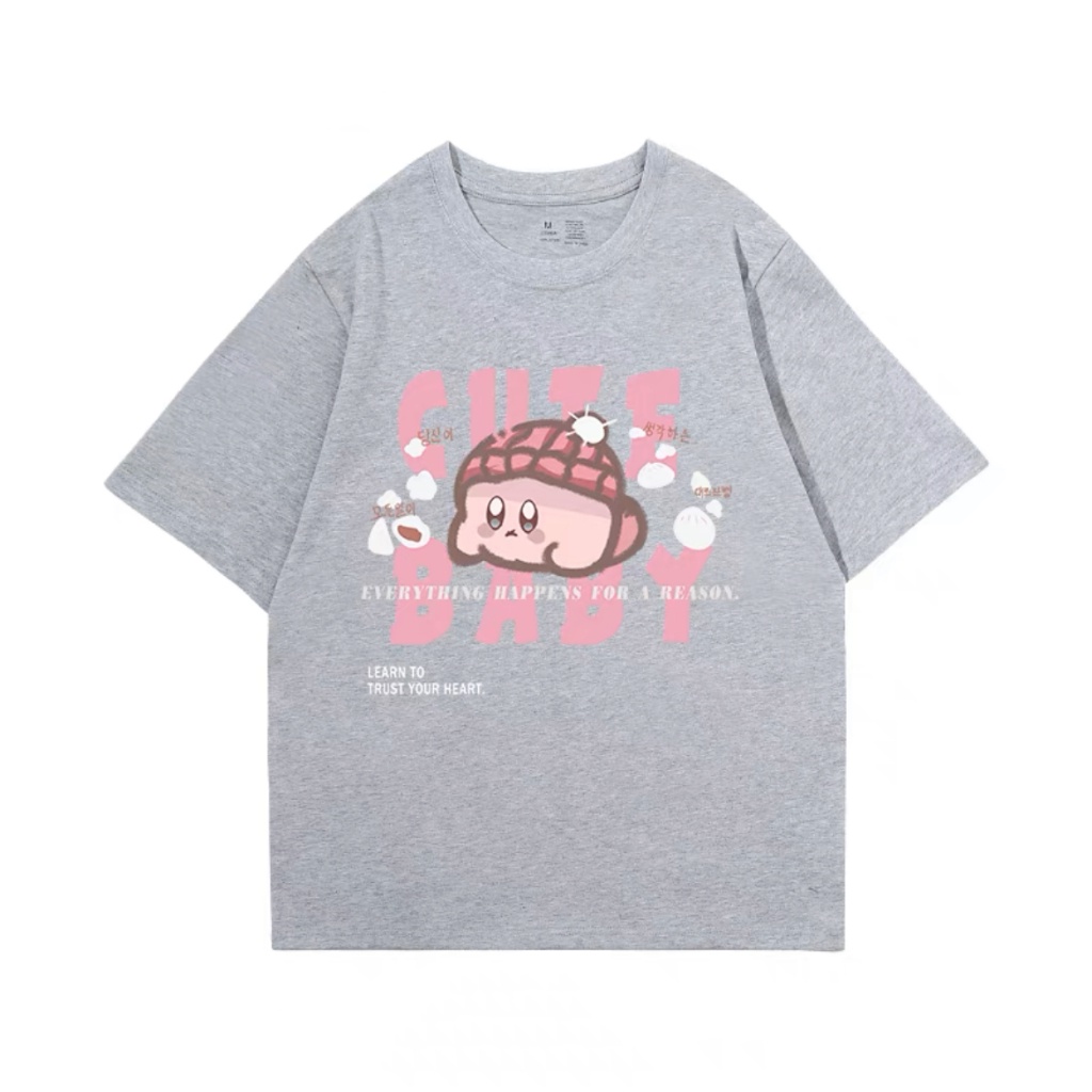 ราคาถูก-kirby-star-เกม-nintendo-การ์ตูนอินเทรนเสื้อยืดแขนสั้นสีดำหญิงฤดูร้อนสวมใส่สบาย-เสื้อคู่