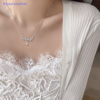 [Beautyoufeel] สร้อยคอโซ่ จี้คริสตัล รูปหยดน้ํา ประดับเพทาย สีเงิน เหมาะกับของขวัญแฟนสาว