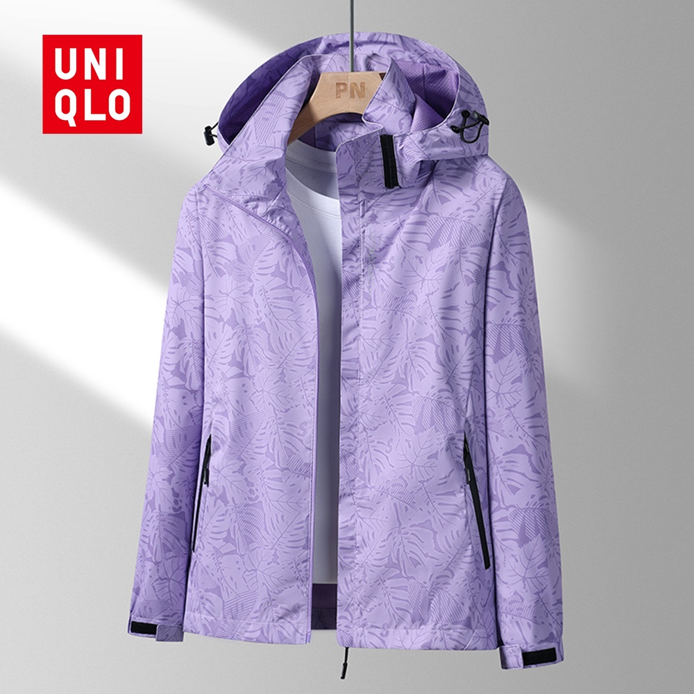 uniqlo-เสื้อแจ็กเก็ตกันฝน-กันน้ํา-กันลม-ลายพราง-ใบเมเปิ้ล-เหมาะกับปีนเขากลางแจ้ง-แฟชั่นสําหรับผู้หญิง-35-80-กก