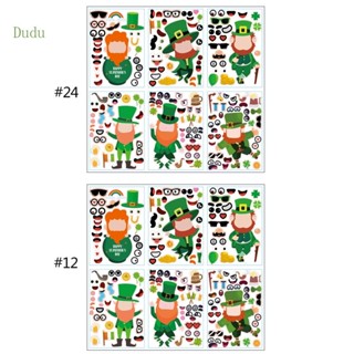 Dudu สติกเกอร์ ลาย Patricks น่ารัก กันน้ํา สําหรับตกแต่งปาร์ตี้คริสต์มาส DIY 12 24 แผ่น