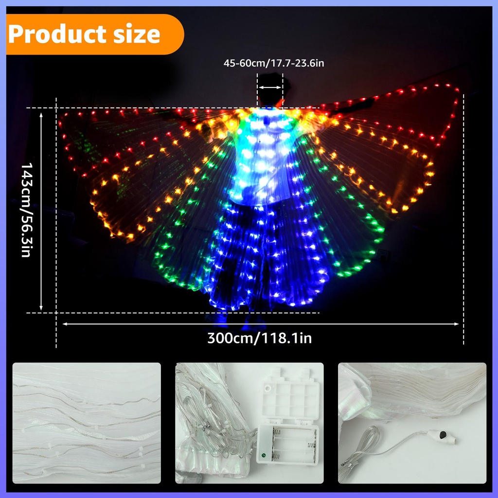 ปีกนางฟ้า-led-ปีกผีเสื้อ-พร้อมไม้ยืดไสลด์ได้-2-ชิ้น-หลากสี-สําหรับผู้ใหญ่-เด็ก-shopsbc5966