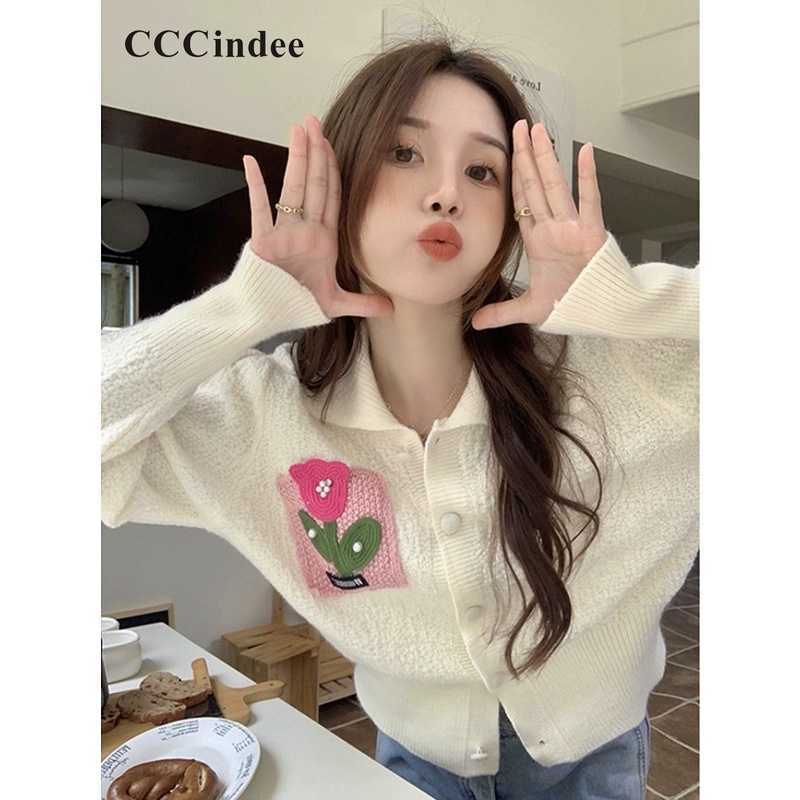 cccindee-เสื้อคาร์ดิแกน-ทรงหลวม-ปักลาย-เข้ากับทุกการแต่งกาย-แฟชั่นสําหรับผู้หญิง-2023