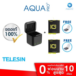 GoPro 10 / 9 Telesin 3 Slots LED Storage Charger Box with Extended Battery x 2