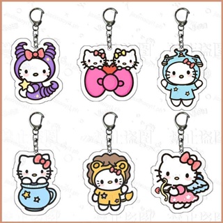 23 Sanrio Hello Kitty พวงกุญแจ อะนิเมะ อะคริลิค น่ารัก กระเป๋า จี้สิบสองกลุ่มดาว คิตตี้ พวงกุญแจ ของขวัญสําหรับเด็ก