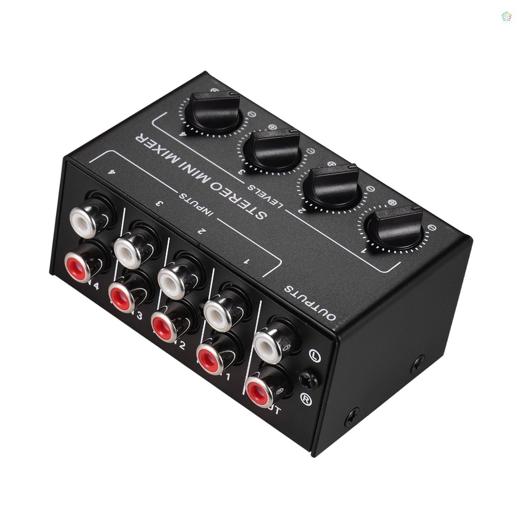 audioworld-เครื่องมิกเซอร์เสียงสเตอริโอ-ขนาดเล็ก-พร้อม-4-ช่องสัญญาณ-rca-อินพุตแยก-ควบคุมระดับเสียง-เปลือกโลหะเต็มรูปแบบ