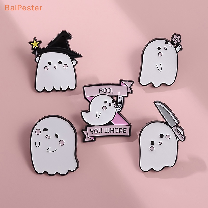 baipester-เข็มกลัด-รูปการ์ตูนผี-ตลก-สีขาว-ของขวัญฮาโลวีน-สําหรับเด็ก-ตกแต่งเทศกาลฮาโลวีน