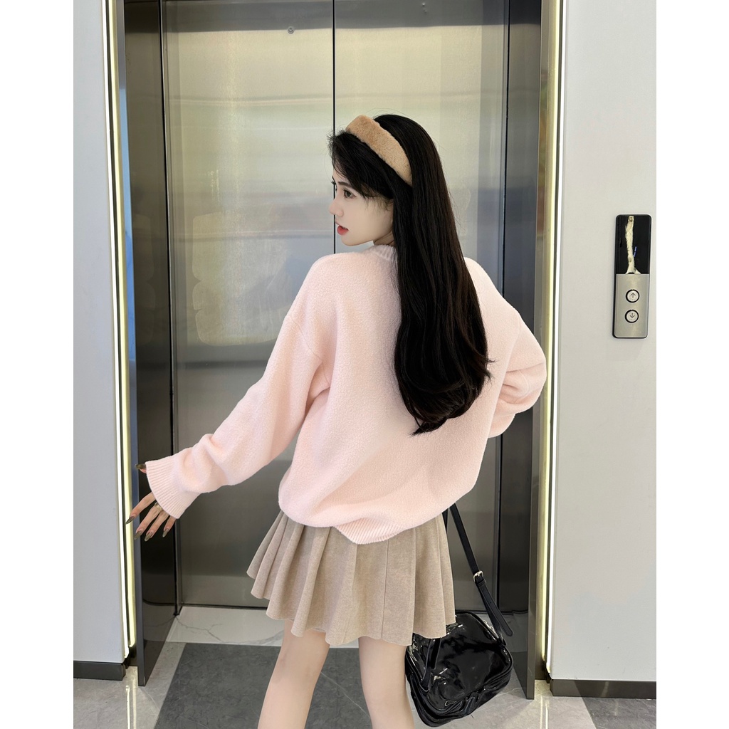 24cv-cel-beaute-2023-autumn-and-winter-new-arc-de-triomphe-towel-embroidery-pattern-pink-imitation-mink-long-sleeve-pullover-sweater-womens-sweater