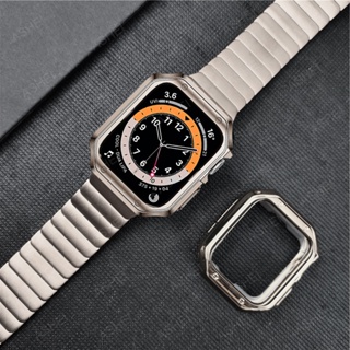 สําหรับ apple watch ultra band + case series 8/7/6/5/4/se 45 มม. 44 มม. 41 มม. 40 มม. สายสแตนเลส สําหรับ iwatch 4 42 มม. 38 มม. เคส TPU