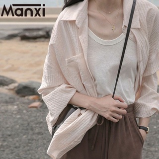 Manxi เสื้อผู้หญิง เสื้อแขนยาว 2023 ใหม่ ลายสไตล์เกาหลีแฟชั่น A25K0QY