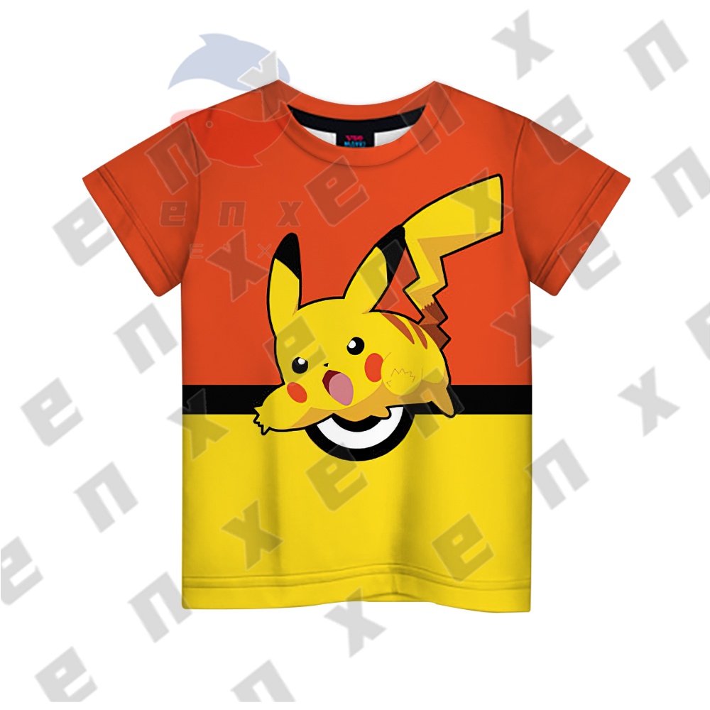 เสื้อยืด-พิมพ์ลายโปเกม่อน-เอลฟ์-ปิกาจู-สําหรับเด็กผู้ชาย-และเด็กผู้หญิง