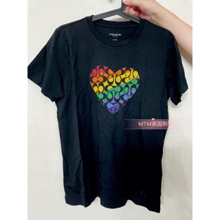 Ready Stock  COACH Womens Round Neck Short Sleeve Cotton T-Shirt Classic Rainbow Flower Love_02