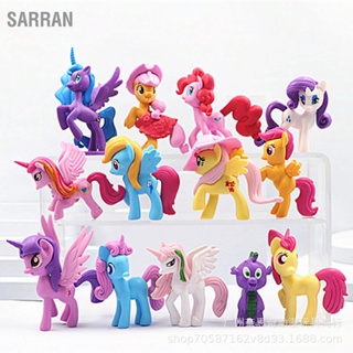 SARRAN 13 pces โพนี่ของเล่นรูปเจ้าหญิงสไตล์ลูกรุ่นโมเดลหลากสีแสดงเครื่องประดับโพนี่น่ารักขนาดเล็ก