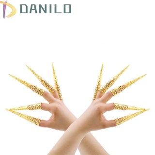 DANILO 5 Pcs Nail Rings Set Floral Belly Dance Accessories Knuckle Rings Chinese Ancient Antique Style Hollow Costume Fashion Jewelry Finger Tip Protection/Multicolor