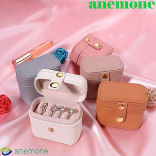 Anemone กล่องใส่เครื่องประดับ ต่างหู แหวน หนัง PU ผ้ากํามะหยี่ ขนาดเล็ก แบบพกพา