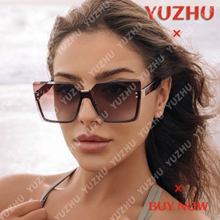 (YUZHU) แว่นตากันแดด กรอบครึ่ง ขนาดใหญ่ ไล่โทนสี แฟชั่นใหม่ สําหรับผู้หญิง