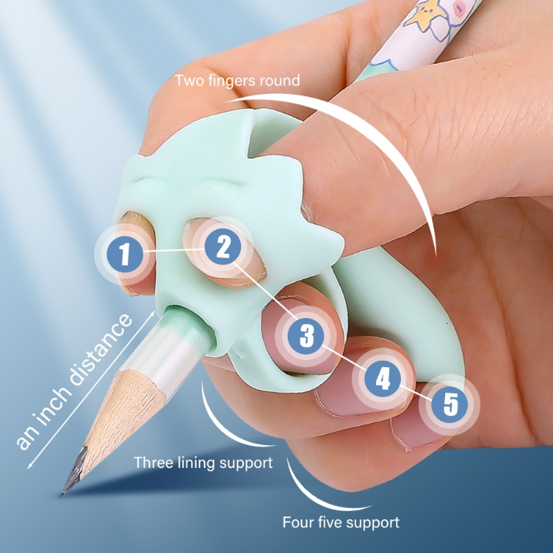 แก้ไขท่าทางนักเรียนห้านิ้ว-ที่ใส่ดินสอซิลิโคนอ่อน-เครื่องมือการเรียนรู้-อุปกรณ์ช่วยเหลือปากกาจับ-เครื่องมือการเขียนสําหรับเด็ก