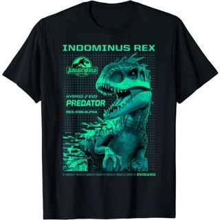 ดูดีนี่ เสื้อยืดแขนสั้น ผ้าฝ้าย 100% พิมพ์ลาย Jurassic World Indominus Rex แฟชั่นสําหรับผู้ชาย และผู้หญิง