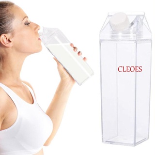 CLEOES Clear Milk Carton Portable Juice Box Water Bottle 500ml/1000ml BPA Free Kitchen Supplies Square Home Straw Drinkware