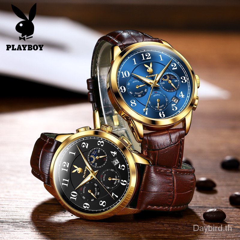 playboy-นาฬิกาข้อมือ-ของแท้-กล่องของขวัญ-3027-หน้าจอโครโนกราฟ-อเนกประสงค์-เรืองแสง-กันน้ํา-30-เมตร-สําหรับผู้ชาย