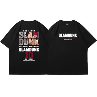 【สปอตสินค้า】 Slam dunk อะนิเมะเสื้อยืดแขนสั้นพิมพ์ Sakuragi ถนนดอกไม้ Rukawa Maple Mitsui Shou บาสเกตบอลเสื้อยืดผ้าฝ้าย
