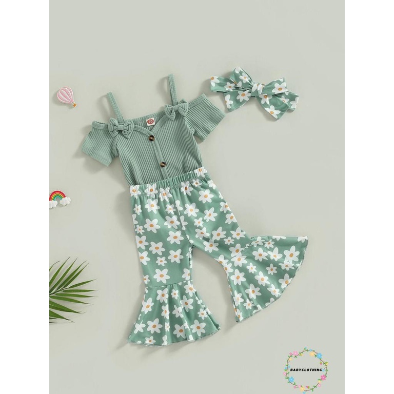 babyclothes-ชุดรอมเปอร์-เปิดไหล่-พิมพ์ลายดอกไม้-สีรุ้ง-และกางเกง-ที่คาดผม-สําหรับเด็กทารกผู้หญิง-3-ชิ้น