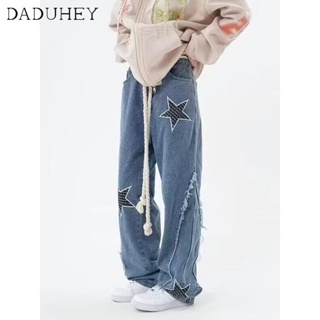 DaDuHey🎈 New American Ins High Street Star Jeans Niche High Waist Loose Wide Leg Pants Large Size Trousers