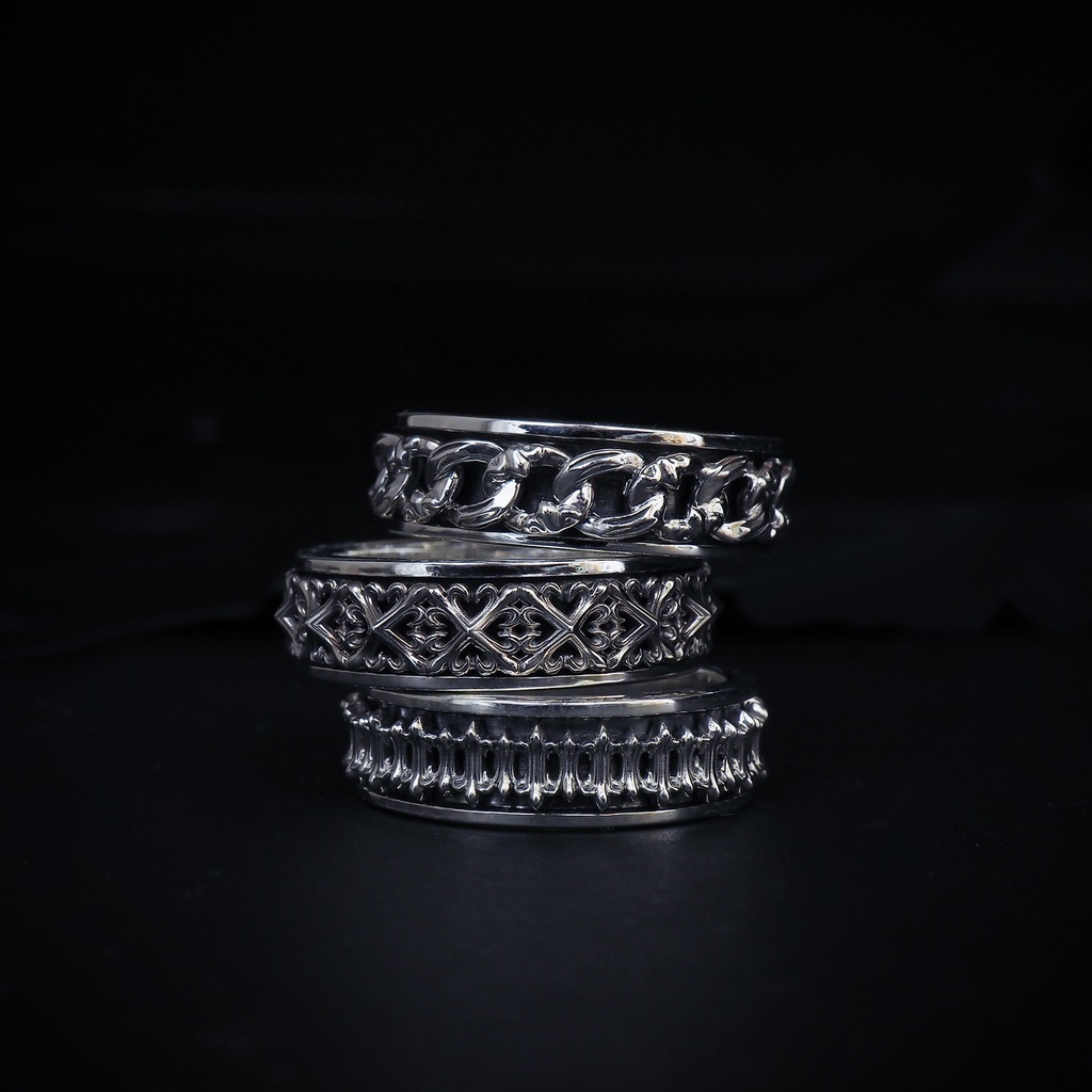 chaine-de-lis-spinner-ring-แหวนเงินแท้-925-แกะมือขัดเงาลงดำ-ลายโซ่สุดคลาสสิก-แบบแหวนหมุนได้