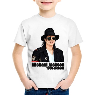 เสื้อยืดลําลอง พิมพ์ลาย Michael Jackson Rock N Roll แฟชั่นฤดูร้อน สําหรับเด็กผู้ชาย และเด็กผู้หญิง