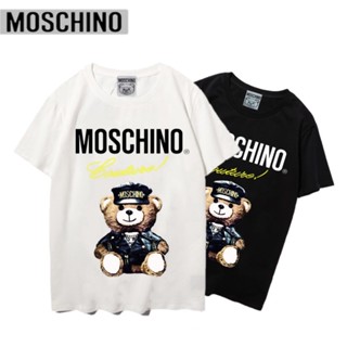 คำแนะนำยอดนิยม moshino เสื้อยืดผ้าฝ้ายแขนสั้นเสื้อคู่ plus size s - xxl