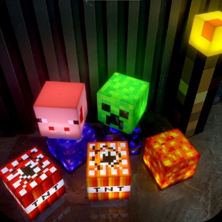 โมเดลไฟฉาย LED รูปการ์ตูนอนิเมะ Minecraft Light Up Night แบบเรืองแสง ของเล่นสําหรับเด็ก เก็บสะสม