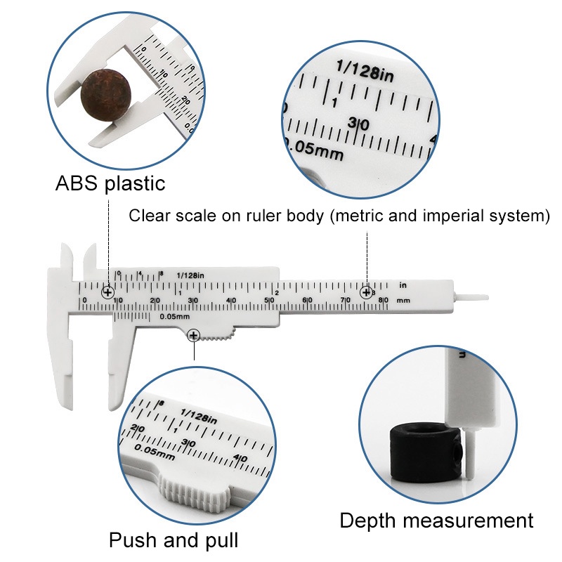 เครื่องมือวัดเวอร์เนียคาลิปเปอร์-เกจเวอร์เนีย-พลาสติก-ขนาดเล็ก-0-80-มม-หลากสี