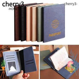 Cherry3 กระเป๋าใส่หนังสือเดินทาง บัตรเครดิต บัตรประจําตัว หนัง PU กันน้ํา อเนกประสงค์ อุปกรณ์เสริมเดินทาง สําหรับผู้หญิง และผู้ชาย