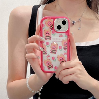 เคสโทรศัพท์มือถือ แบบใส ลายการ์ตูนน่ารัก สีชมพู สําหรับ iPhone 14 13 12 Pro Max iPhone 11