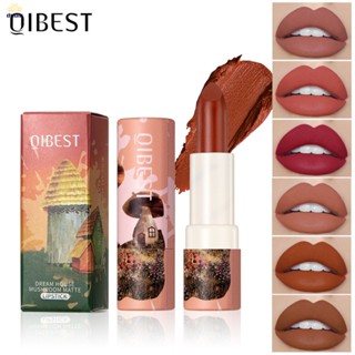 QIBEST มอยส์เจอไรซิ่ง แมท ลิปสติก Velvet Fog ไม่ใช่เรื่องง่ายที่จะเปลี่ยนสีลิปสติกสีนู้ดติดทนนาน 【doom】