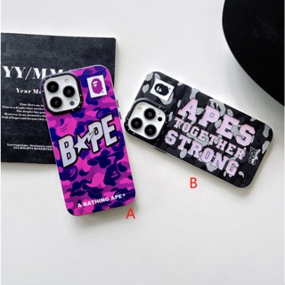 พร้อมส่ง เคสโทรศัพท์มือถือชุบเงิน BAPE ปุ่มโลหะ สําหรับ iphone14 promax 14 14pro 14plus 13 12 11 13PROMAX