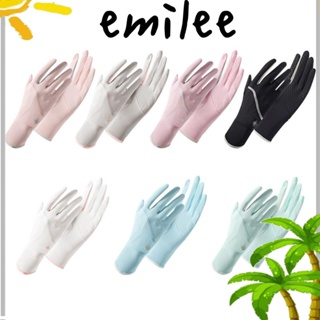 EMILEE ถุงมือ ผ้าเรยอน ระบายอากาศ ป้องกันรังสียูวี แฟชั่นฤดูร้อน