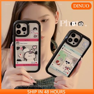 เคสโทรศัพท์มือถือ ลายลูกสุนัข ขอบสีดํา สําหรับ iphone15 14promax 13 12 11 XR XS X XSMAX-DINUO