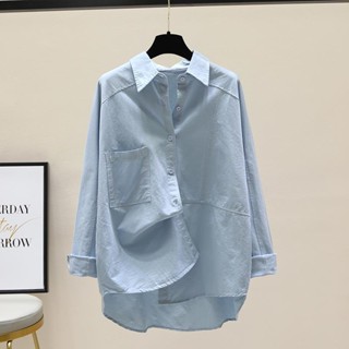 [lucky เสื้อผ้าผู้หญิง] เสื้อเชิ้ต ผ้าฝ้าย 100% ทรงหลวม สีพื้น เข้ากับทุกการแต่งกาย สไตล์เกาหลี ฤดูใบไม้ผลิ ฤดูร้อน สําหรับผู้หญิง 2023
