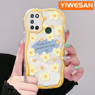 เคสโทรศัพท์มือถือ ซิลิกาเจลใส กันกระแทก ลายดอกไม้ สีครีม สําหรับ Realme 7 Pro 7i C17 Narzo 20 Pro