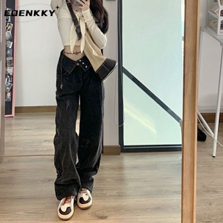 EOENKKY  กางเกงขายาว กางเกงยีสน์ผู้หญิง ทรงหลวม ๆ ตรง Retro Hip Hop Pants 2023 NEW Style  Stylish fashion Chic สไตล์เกาหลี A27L0EG 36Z230909