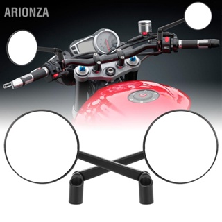 ARIONZA 8mm 10mm กระจกมองหลังรถจักรยานยนต์สีดำรอบ Clear Vision สำหรับ Cruiser และ Chopper VStar Virago Warrior