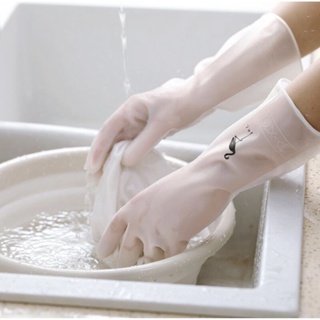ถุงมือยางทำความสะอาด กันน้ำ ใช้ล้างจาน สวมใส่สบาย หนาอย่างดี