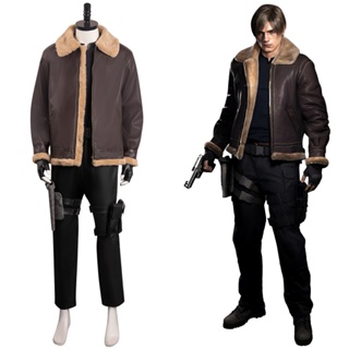 Resident Evil 4 Remake - Leon S.Kennedy เสื้อโค้ทคอสเพลย์ กางเกง ถุงมือ