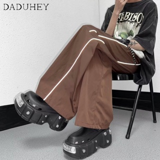 DaDuHey🔥 Mens and Womens 2023 New Korean-Style Loose All-Matching Straight Sweatpants Fashionable Solid Color Wide-Leg Casual Pants