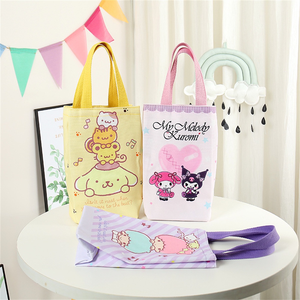 sanrio-กระเป๋าผ้าแคนวาส-ลายการ์ตูน-merle-pudding-สําหรับใส่แก้วน้ํา-ร่ม