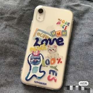 Graffiti English Cat Phone Case for Iphone 14/13promax Phone Case for iphone 12/11pro All-Inclusive XR/Xs Soft 7/8Plus