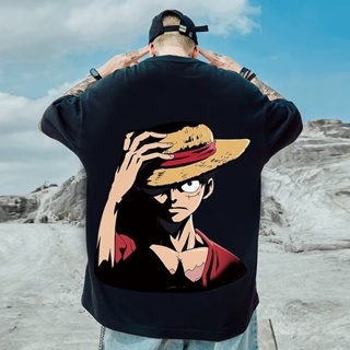 เสื้อยืดผ้าฝ้ายพิมพ์ลาย 2022 Fashion Styles Retro Ins Style One Piece Anime Large Pattern Tshirt